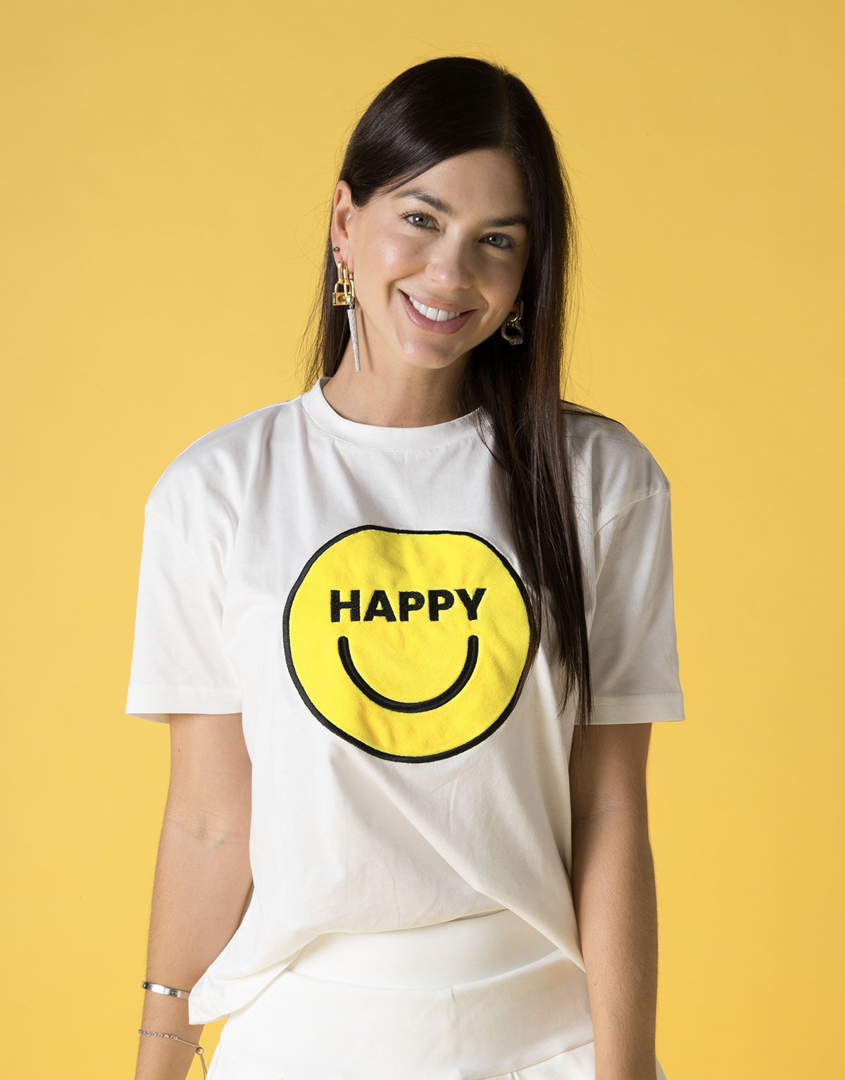 Camiseta blanca en algod n peruano cara feliz happy adultos