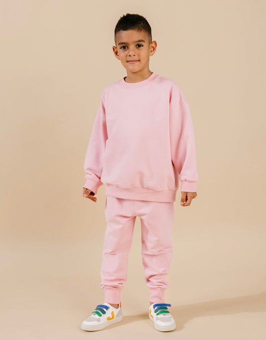 Conjunto infantil de buzo y jogger en algodón peruano - Palo de rosa