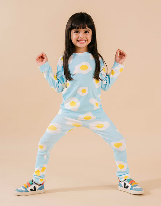 Pijama unisex en algodón peruano para niños - Estampado huevos