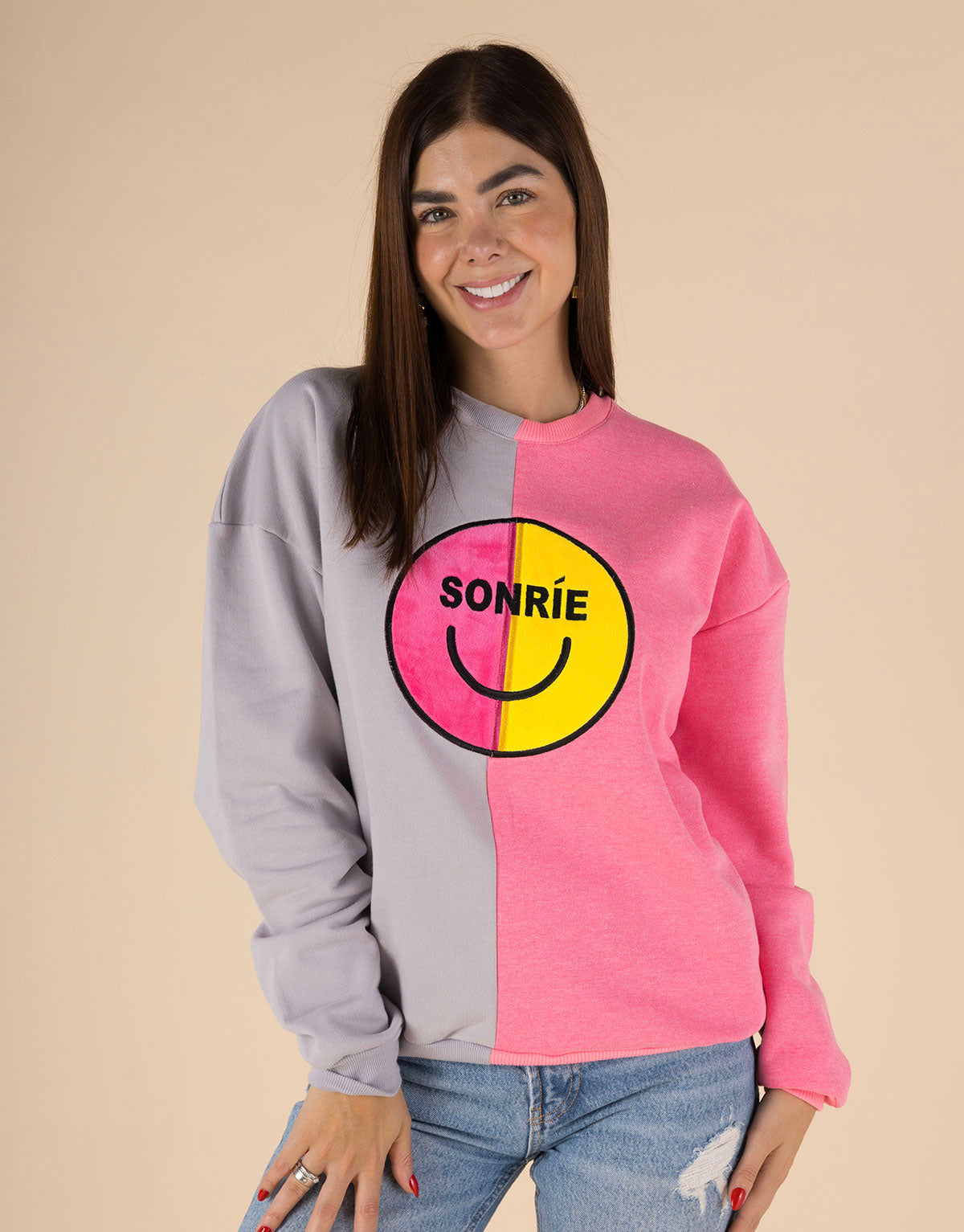 Buzo unisex oversized para adultos en algodón peruano - cara feliz