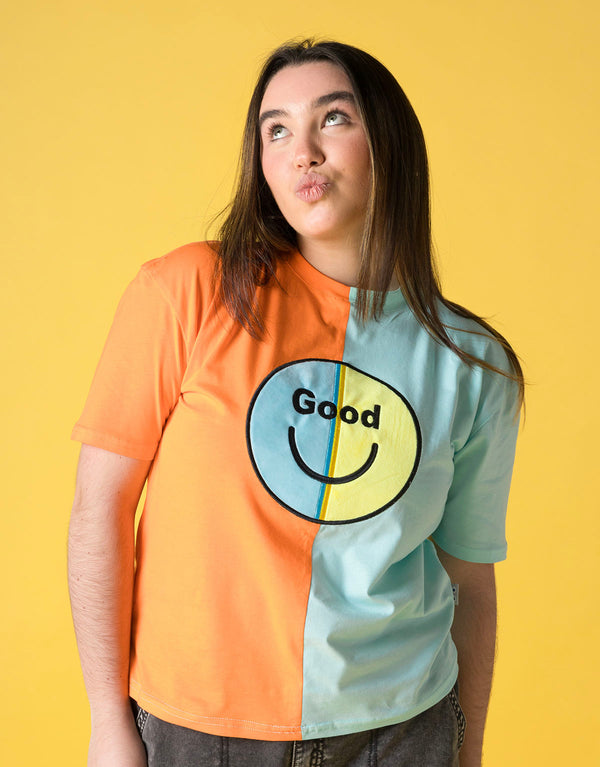 Camiseta unisex en algodón peruano cara feliz good - adultos