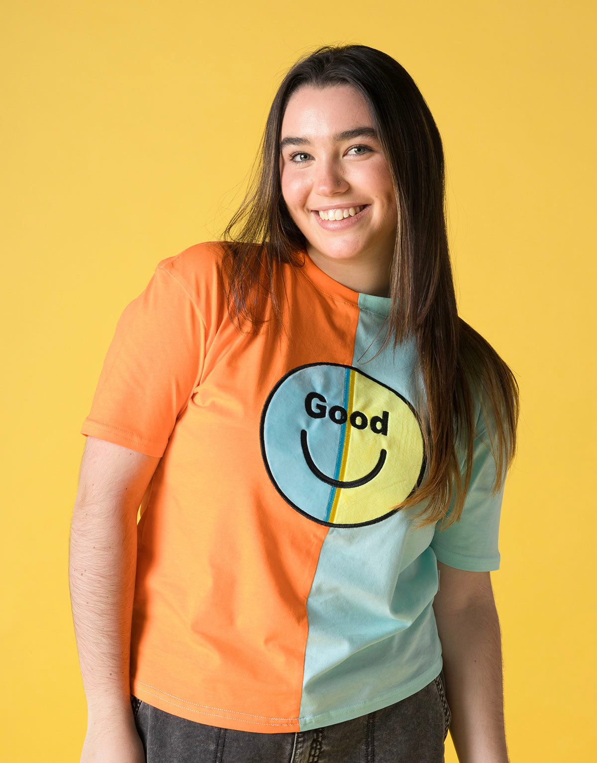 Camiseta unisex en algodón peruano cara feliz good - adultos