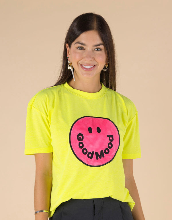 Camiseta en algodón peruano cara feliz good mood - adultos