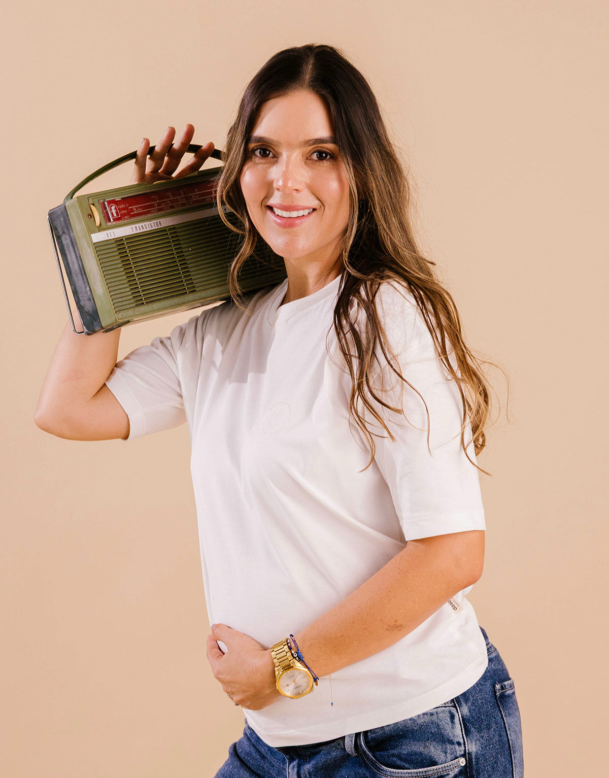 Camiseta adultos en 100% algodón peruano - Marfil