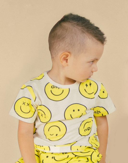 Camiseta para bebés y niños de algodón peruano caritas felices