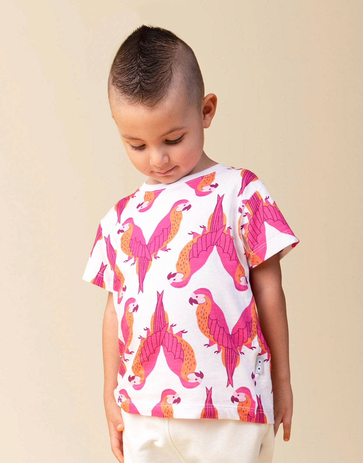Camiseta unisex para bebés y niños en algodón peruano - loros