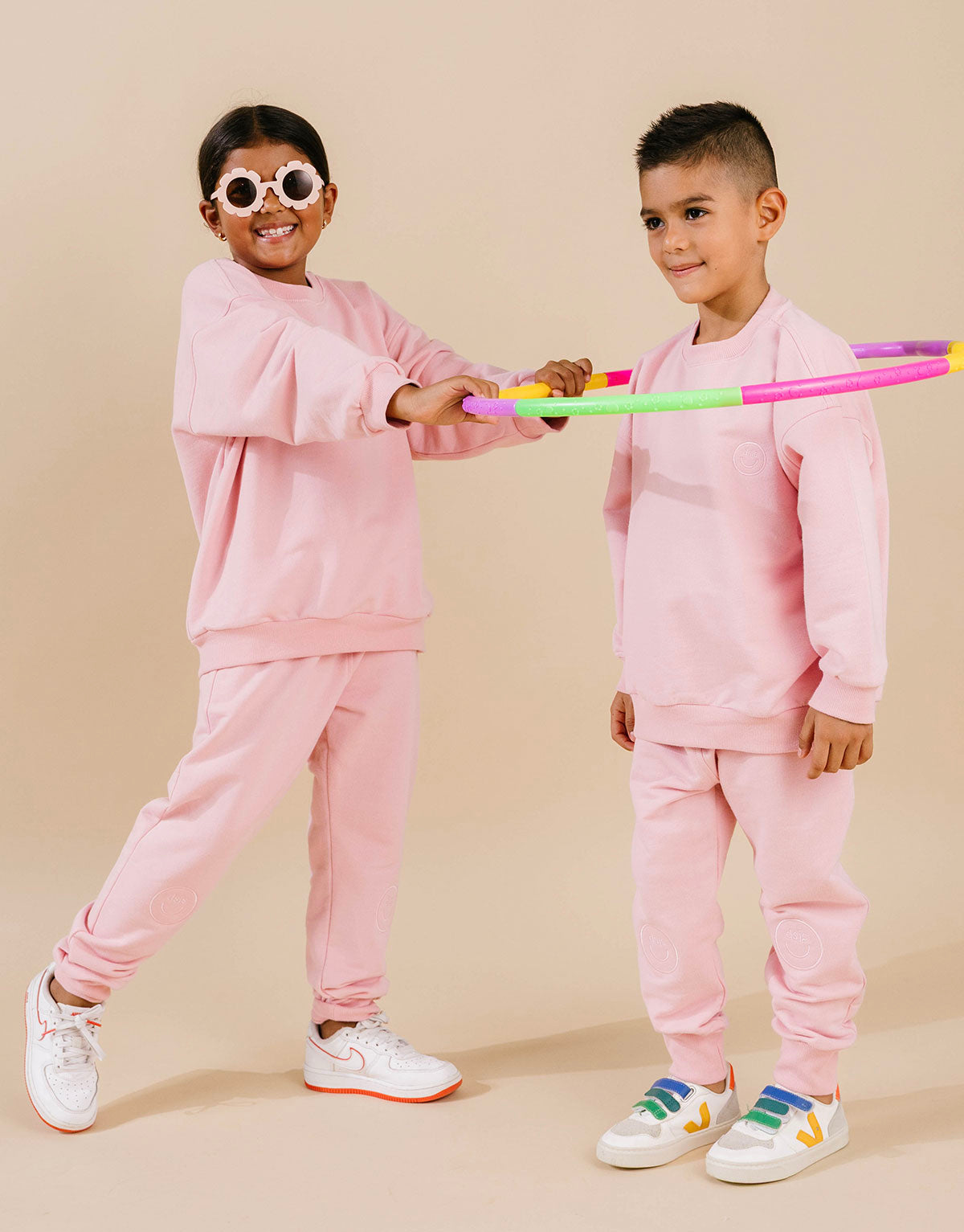 Conjunto infantil de buzo y jogger en algodón peruano - Palo de rosa