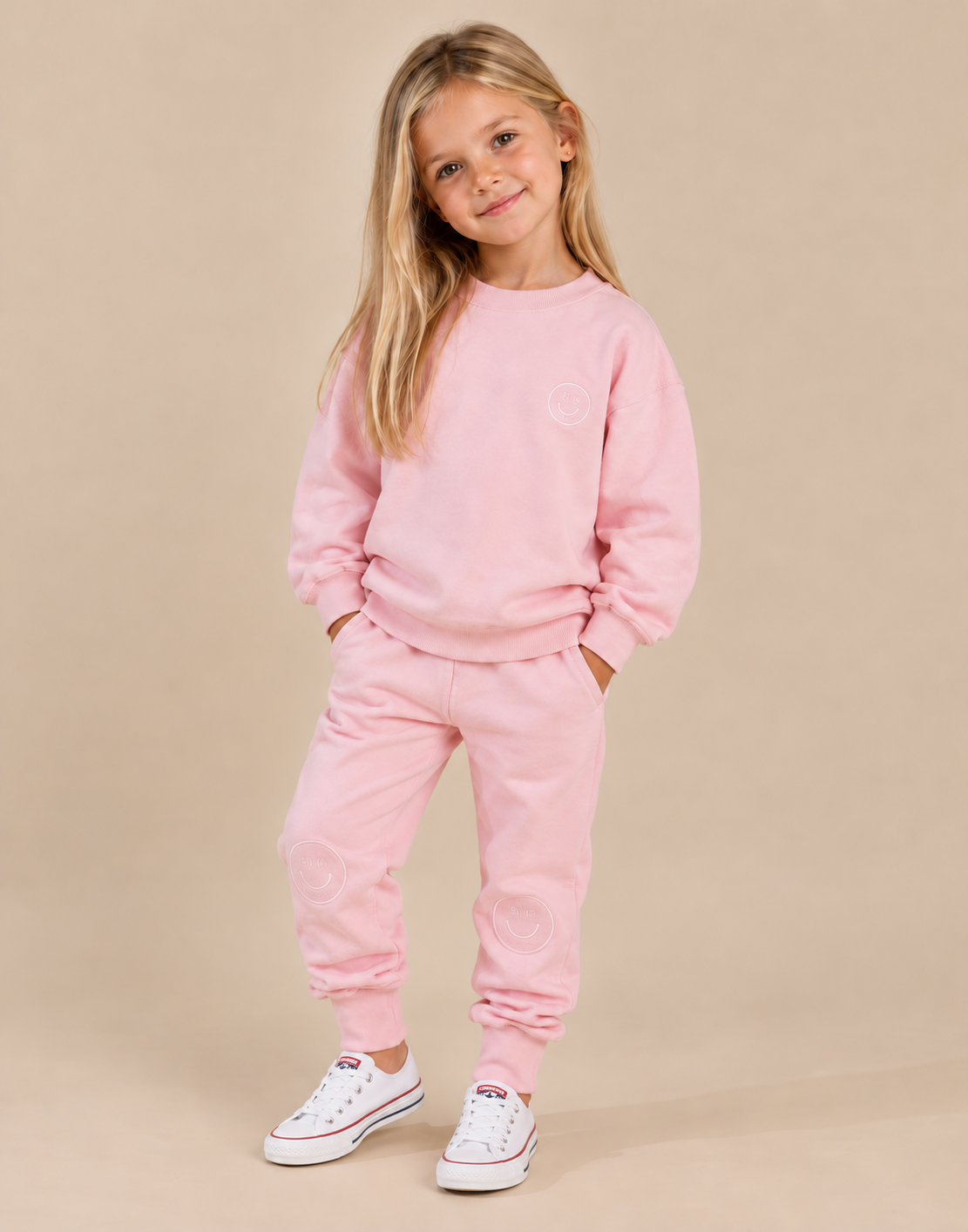 Conjunto infantil de buzo y jogger en algodón peruano - Palo de rosa