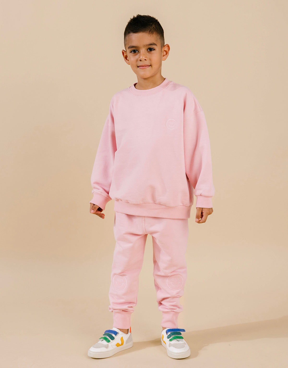 Conjunto infantil de buzo y jogger en algodón peruano - Palo de rosa