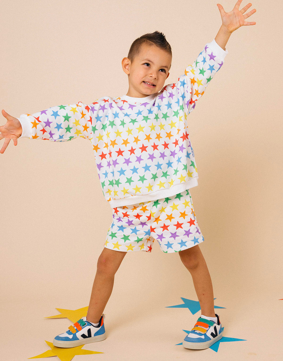 Conjunto de buzo oversized y short en 100% algodón peruano - Estrellas