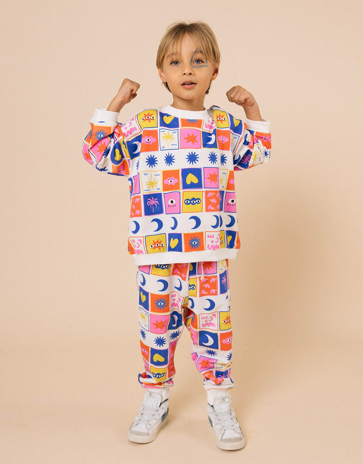 Conjunto unisex de buzo y jogger en algodón peruano - Cuadros