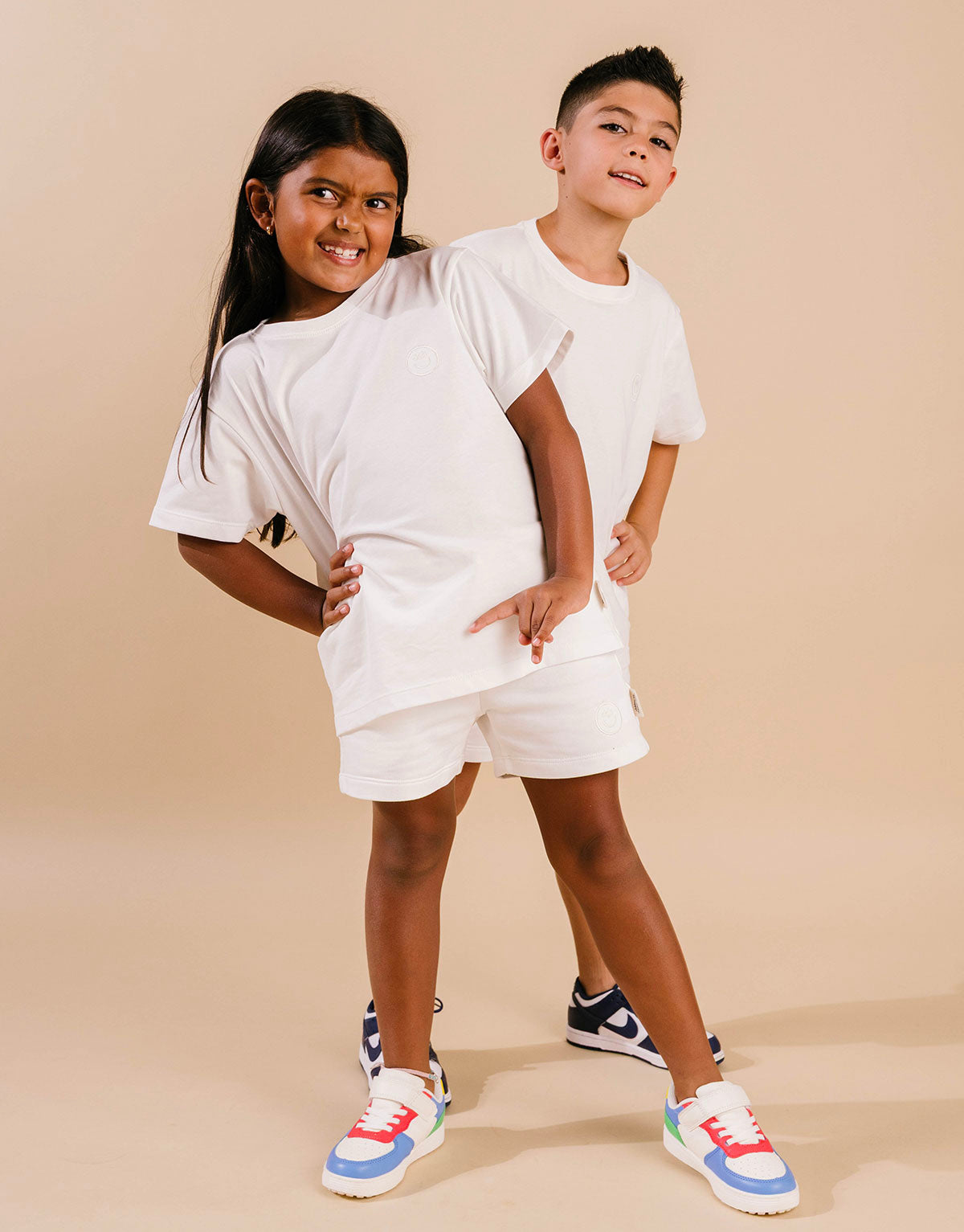 Conjunto de camiseta y short en 100% algodón peruano - Marfil