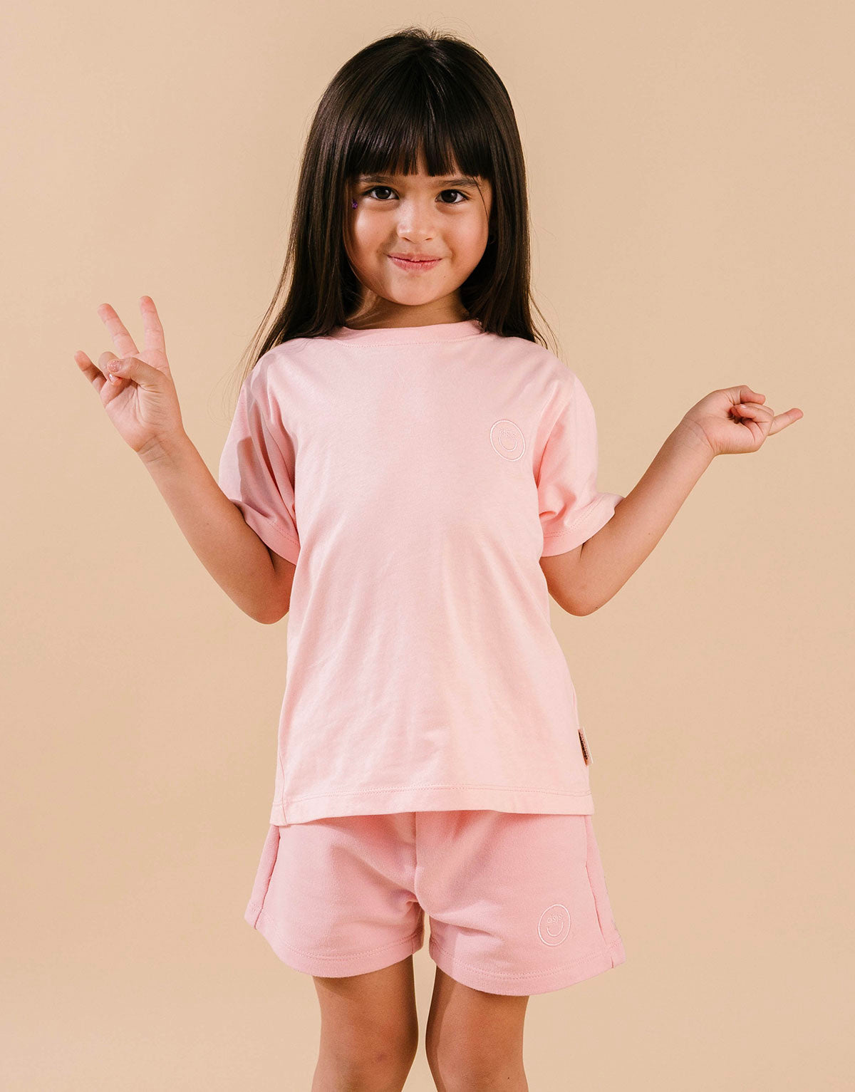 Conjunto camiseta y short en 100% algodón peruano - Palo rosa