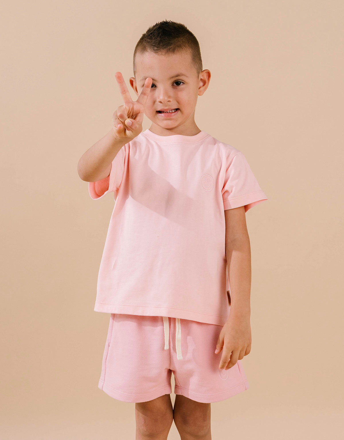 Conjunto camiseta y short en 100% algodón peruano - Palo rosa