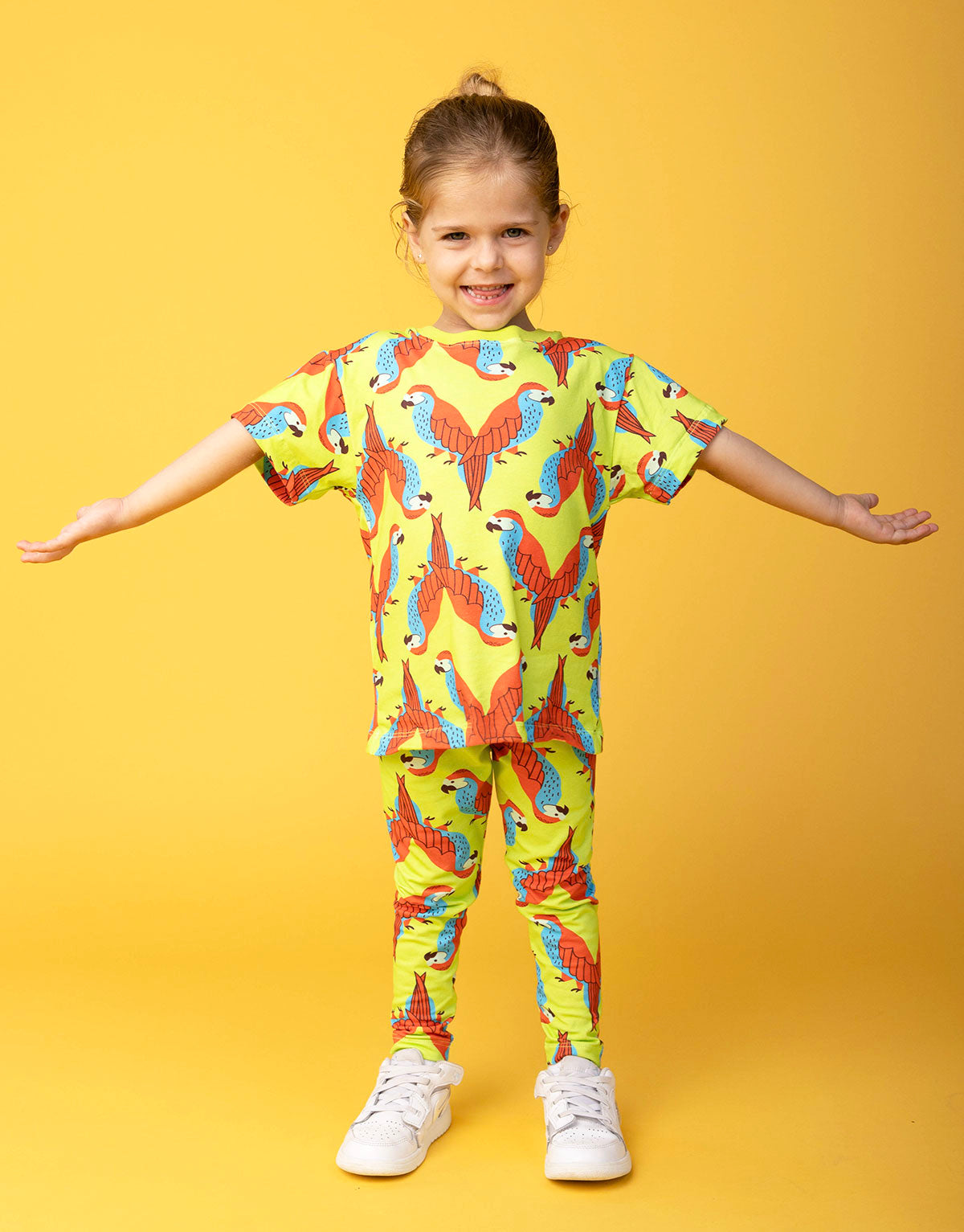 Conjunto leggings y camiseta unisex en algodón peruano - estampado loros