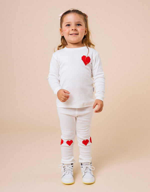 Pijama unisex para niños en 100 algodón peruano corazones