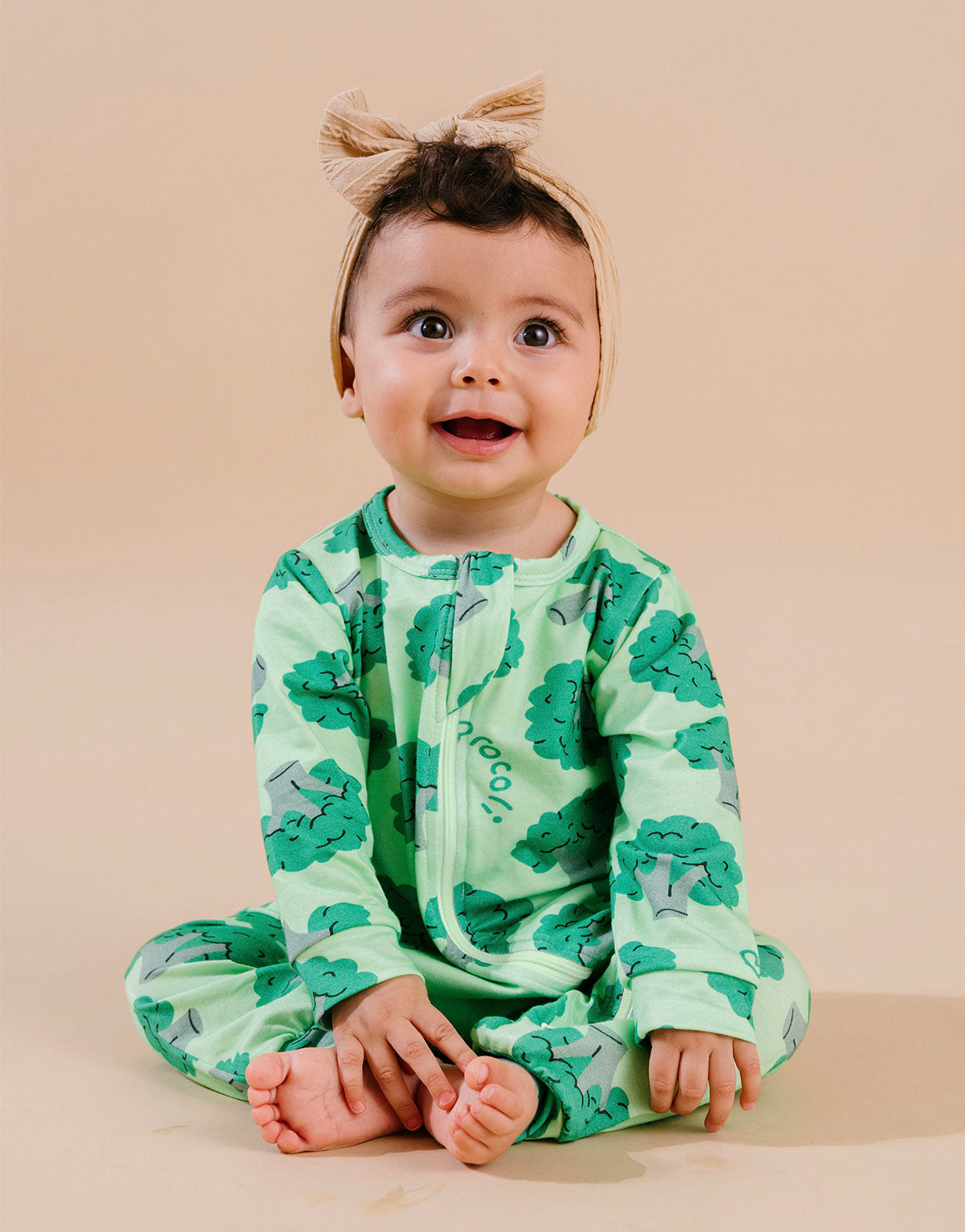 Pijama enterizo para bebés con doble cierre - Estampado brócoli