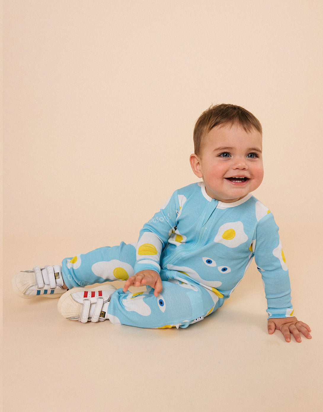 Pijama para bebés de algodón peruano - estampado huevos