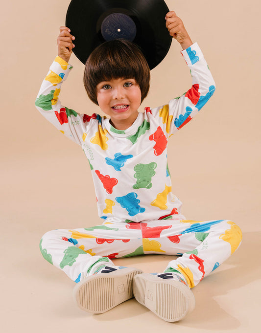 Pijama de dos piezas para niñas y niños – Estampado ositos de gomita