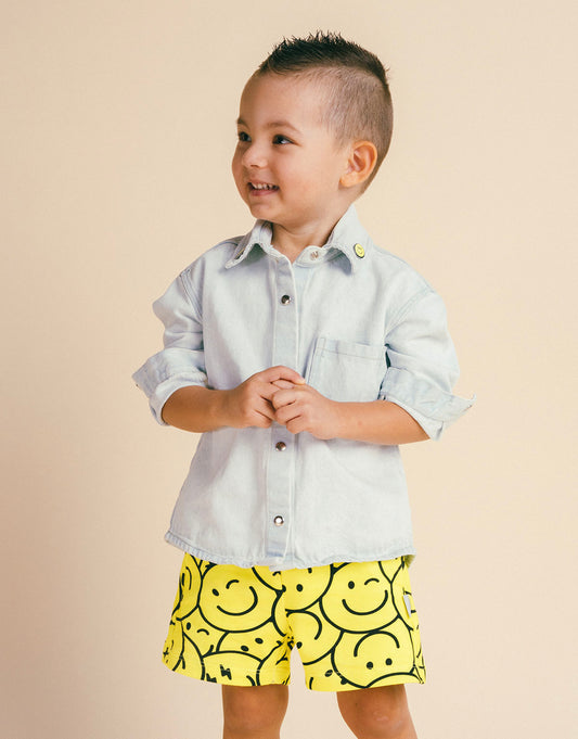Short para niñas, niños y bebés en algodón - caras felices