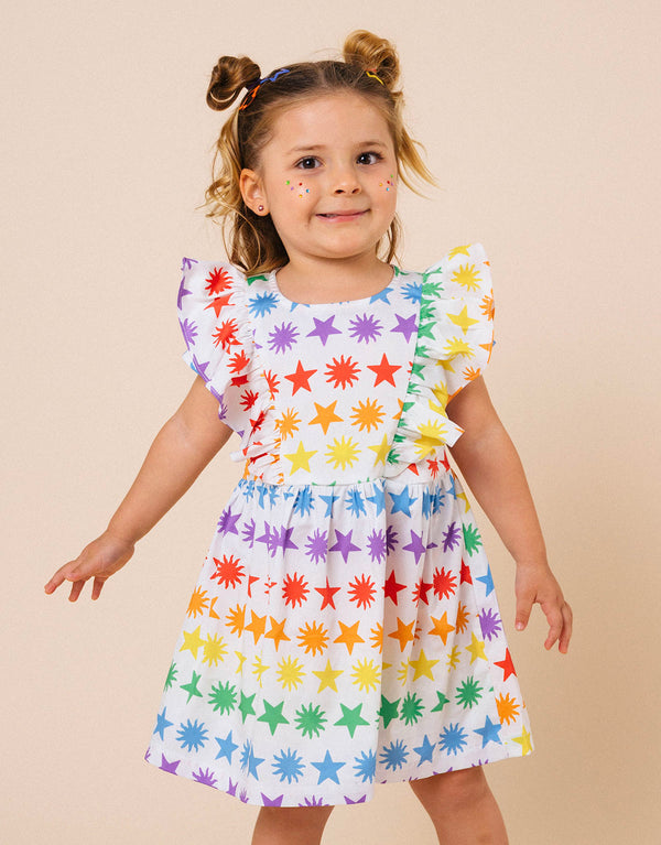 Vestido estampado de estrellas para niñas en algodón