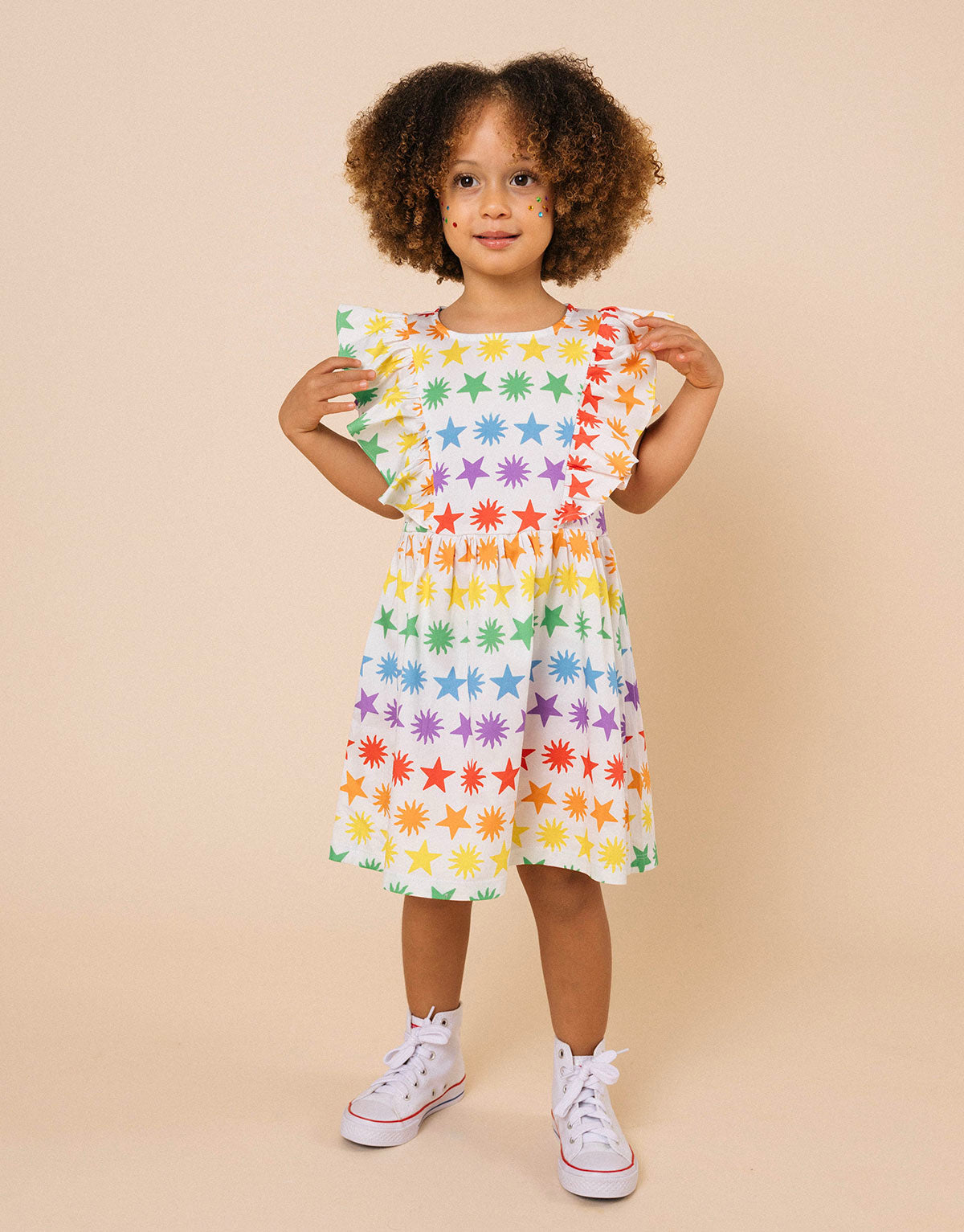 Vestido estampado de estrellas para niñas en algodón