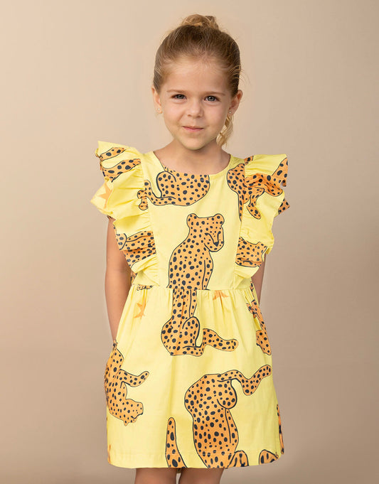 Vestido estampado para niñas en algodón - Leopardos