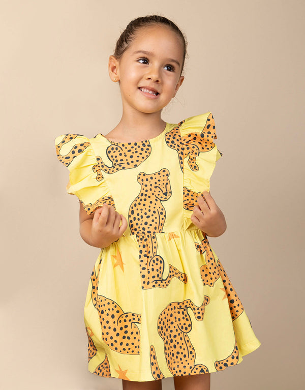 Vestido estampado para niñas en algodón - Leopardos