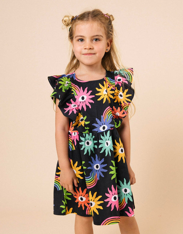 Vestido para niñas estampado arcoíris en algodón